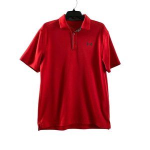 Under Armour loose fit golf polo shirt medium red gray mens